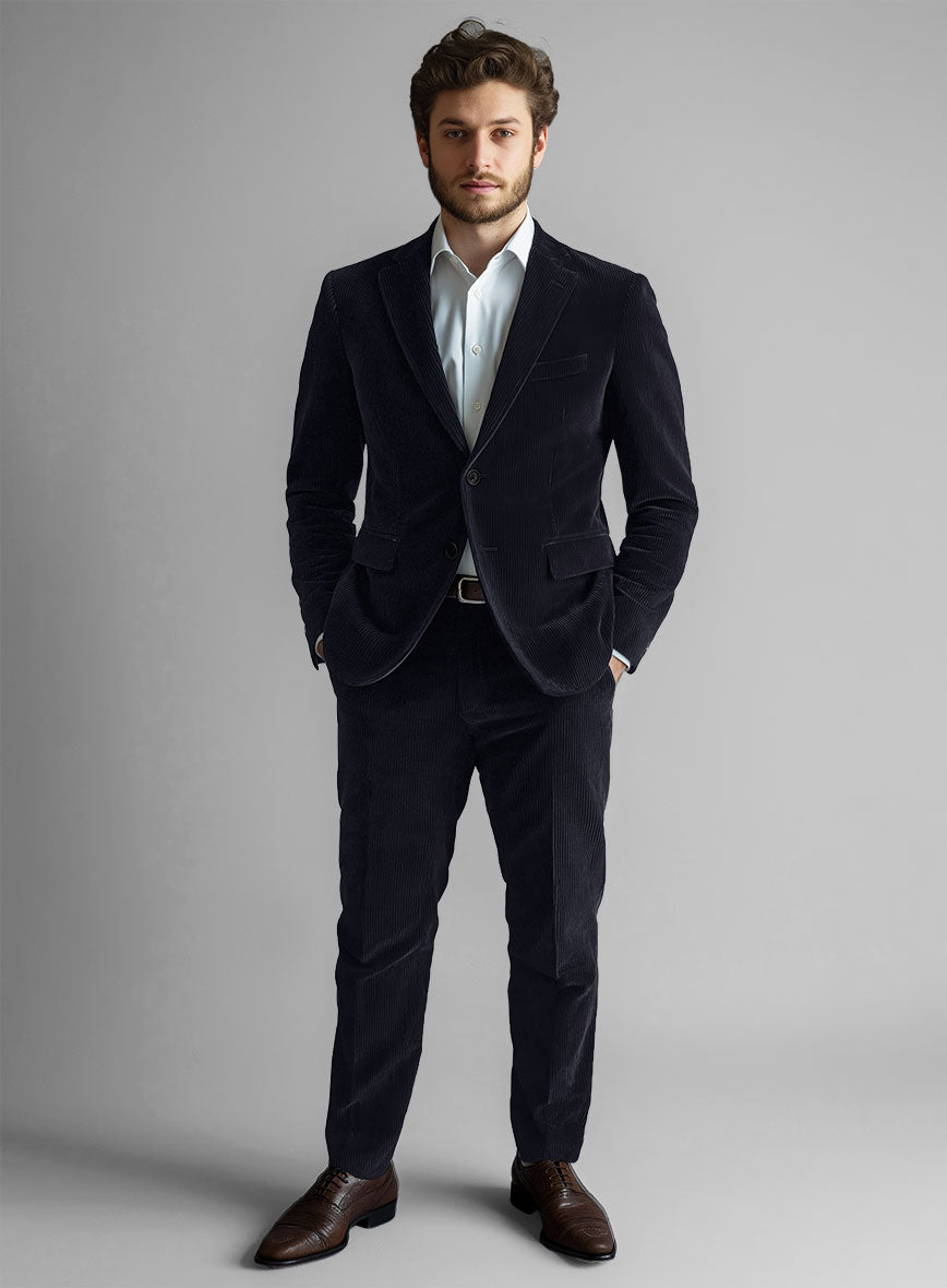 Blue Stretch Pin Corduroy Suit - StudioSuits
