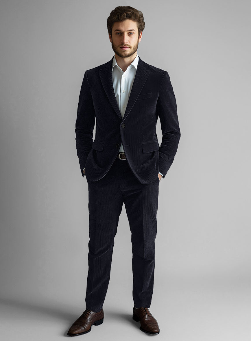 Blue Stretch Pin Corduroy Suit - StudioSuits