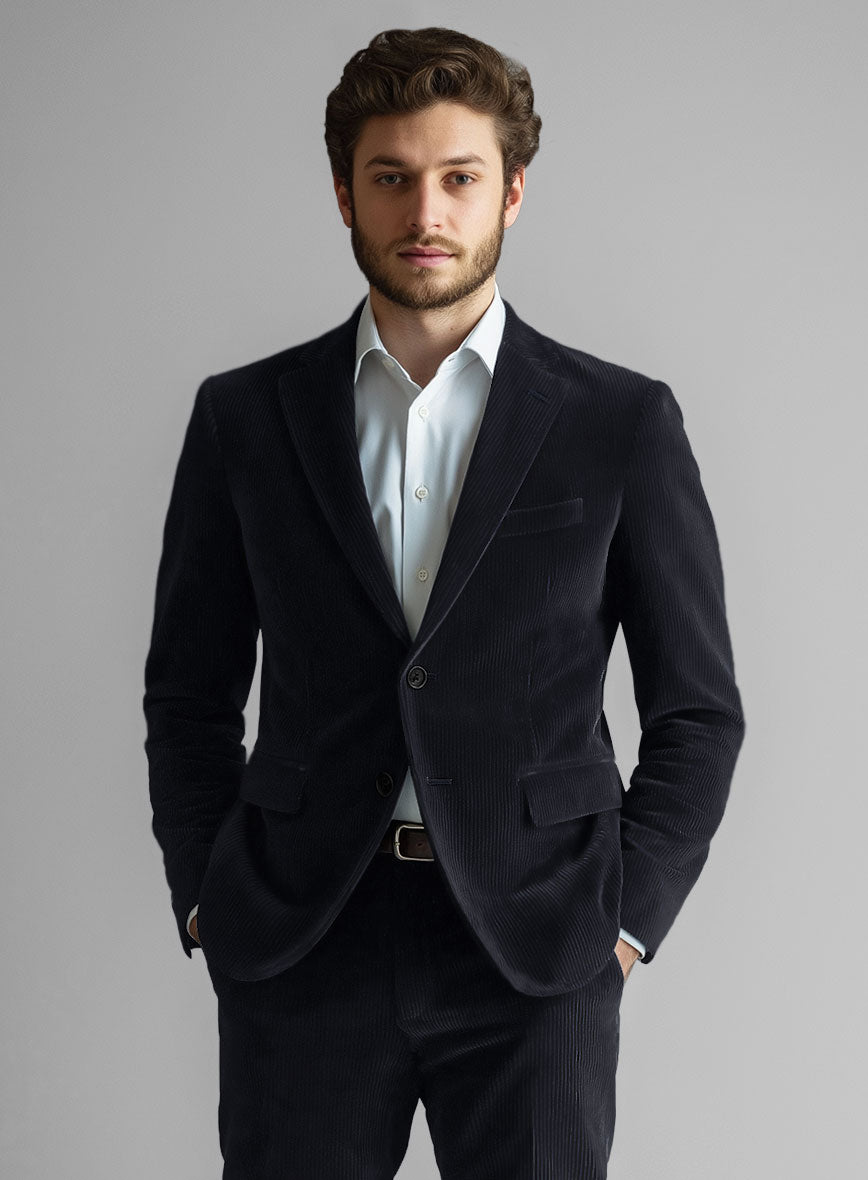 Blue Stretch Pin Corduroy Suit - StudioSuits