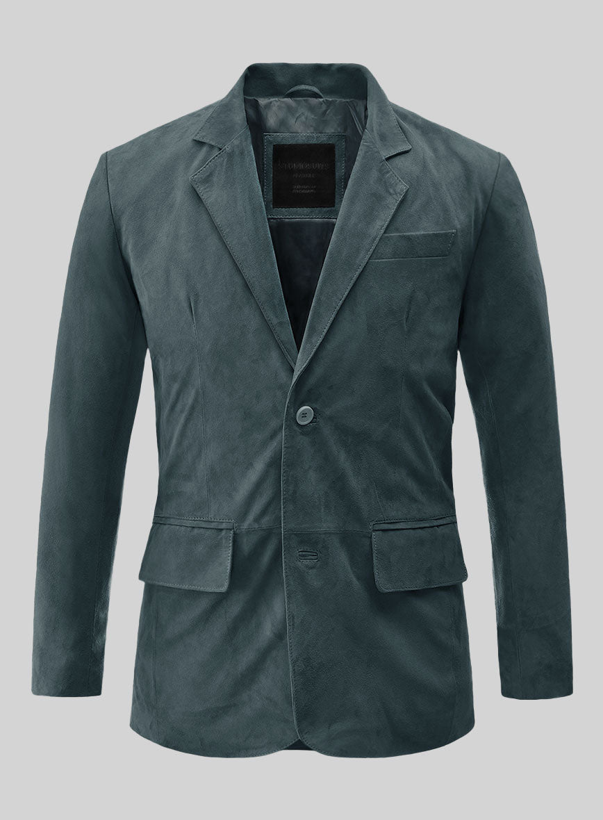 Blue Suede Leather Blazer - StudioSuits