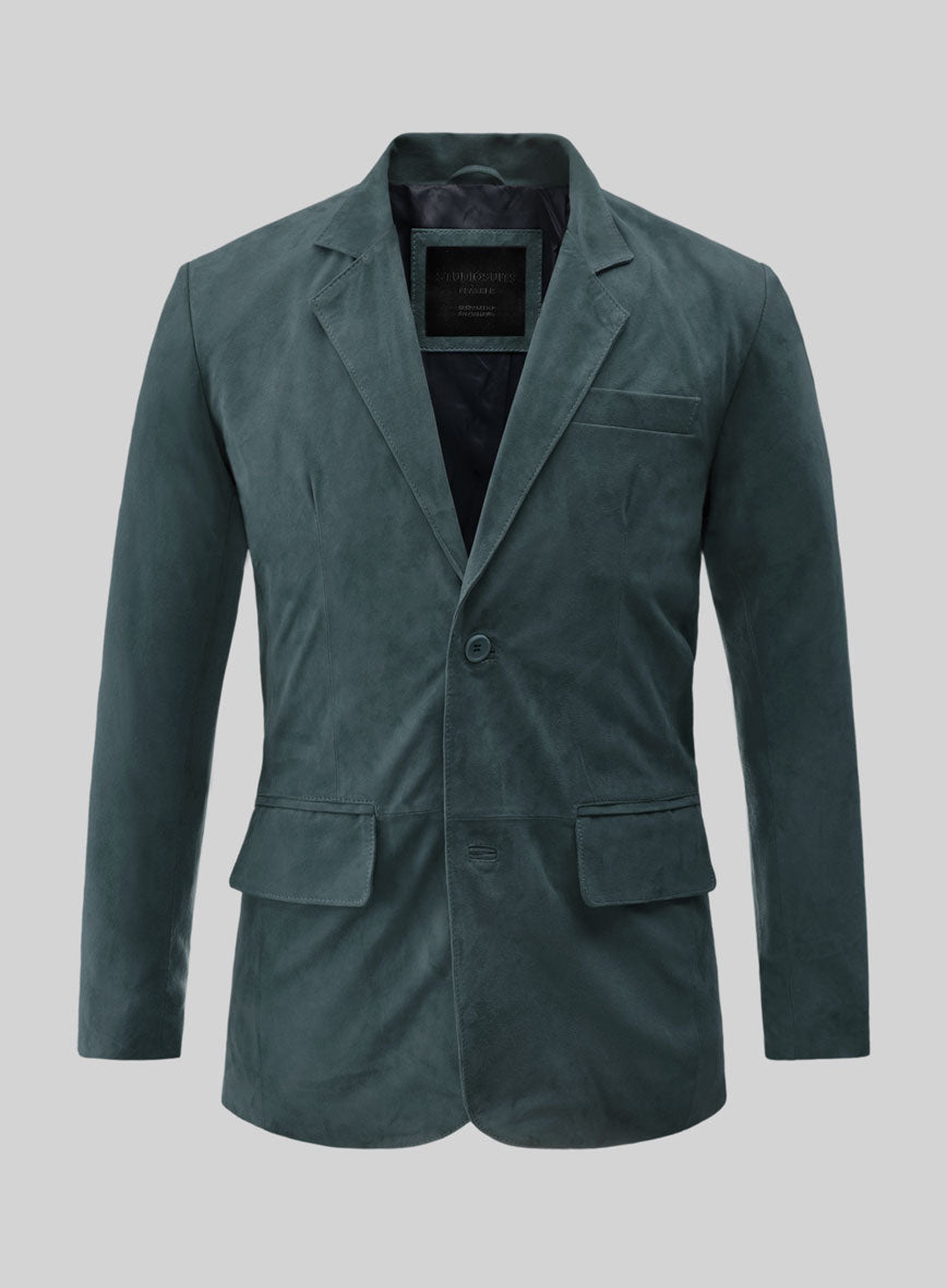 Blue Suede Leather Blazer - StudioSuits