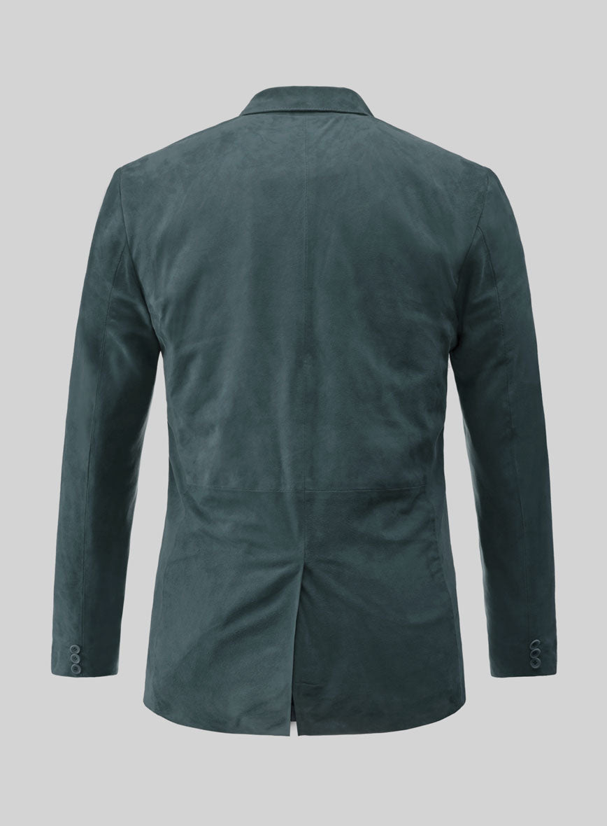 Blue Suede Leather Blazer - StudioSuits