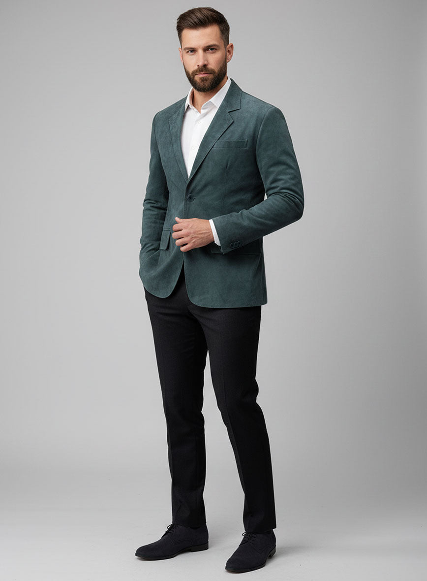 Blue Suede Leather Blazer - StudioSuits