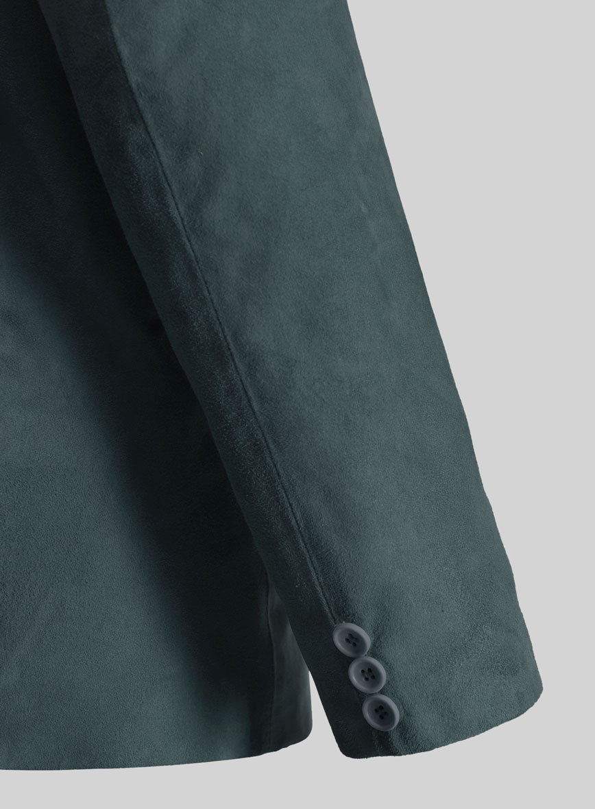 Blue Suede Leather Blazer - StudioSuits