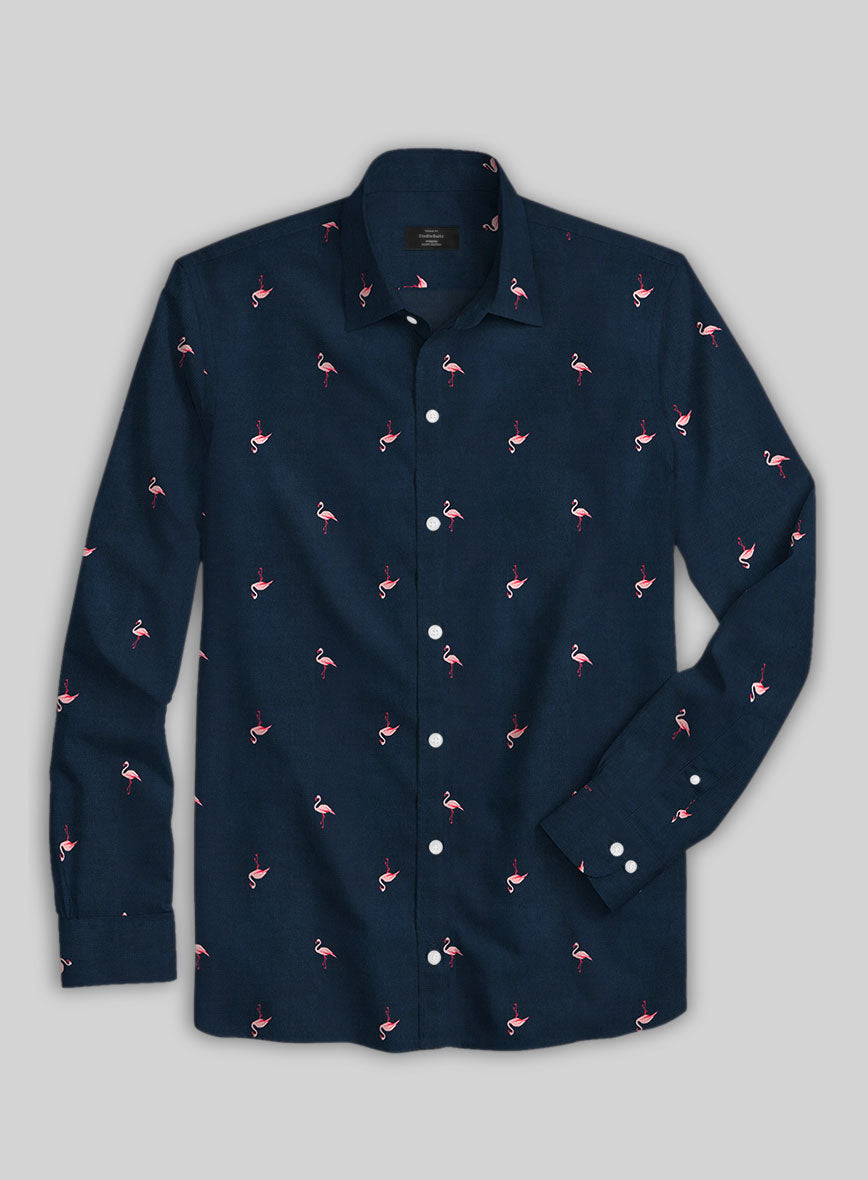 Blue Tide Flamingo Cotton Shirt - StudioSuits