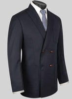 Blue Merino Wool Double Breasted Style Jacket - StudioSuits