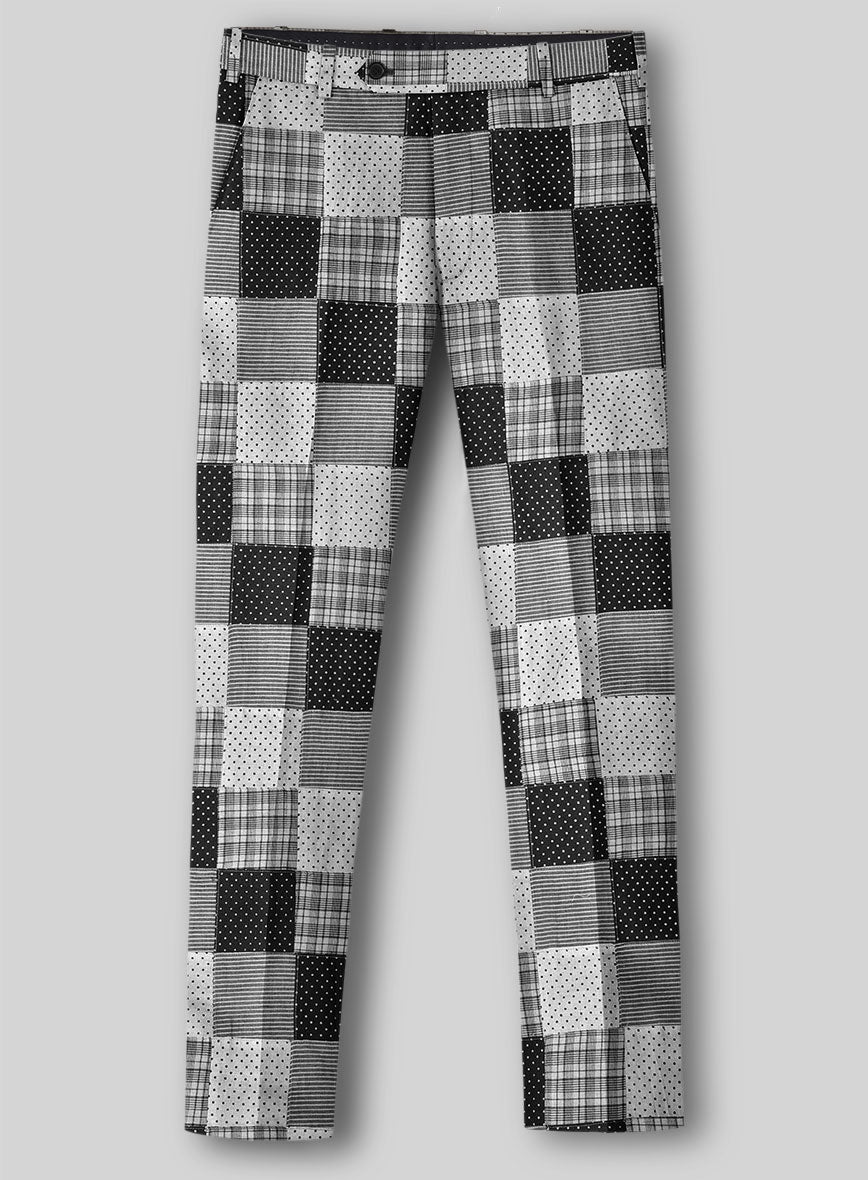 Black & White Madras Patchwork Pants - StudioSuits