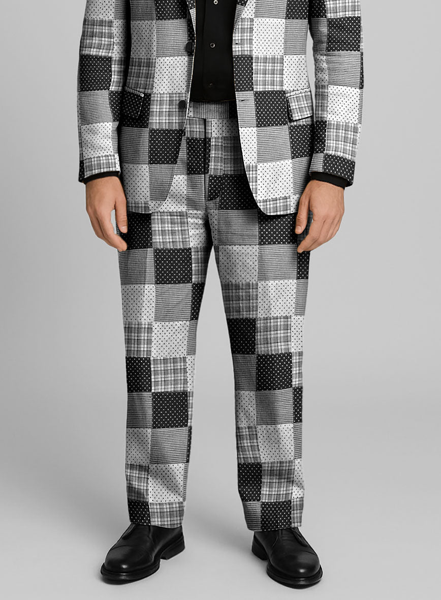 Black & White Madras Patchwork Pants - StudioSuits