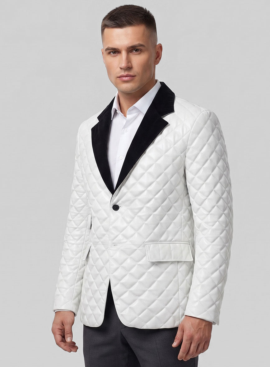 Bocelli Quilted Tuxedo Leather Blazer - StudioSuits