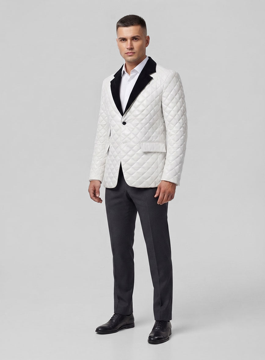 Bocelli Quilted Tuxedo Leather Blazer - StudioSuits