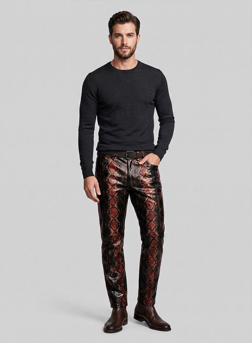 Bold Knight Python Leather Pants - StudioSuits