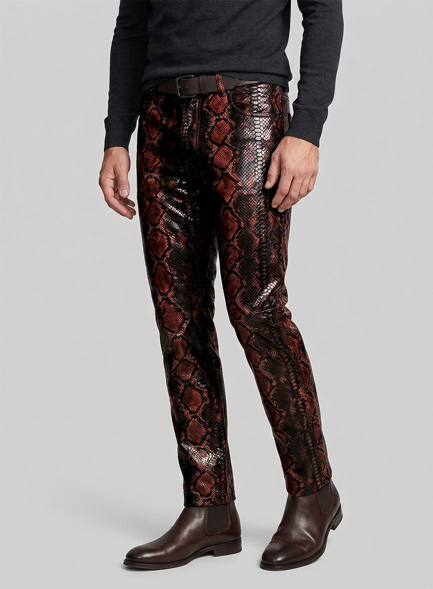 Bold Knight Python Leather Pants - StudioSuits