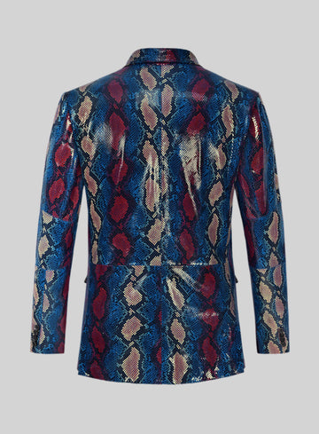 Bold Blue Python Catwalk Leather Blazer # 2 - StudioSuits