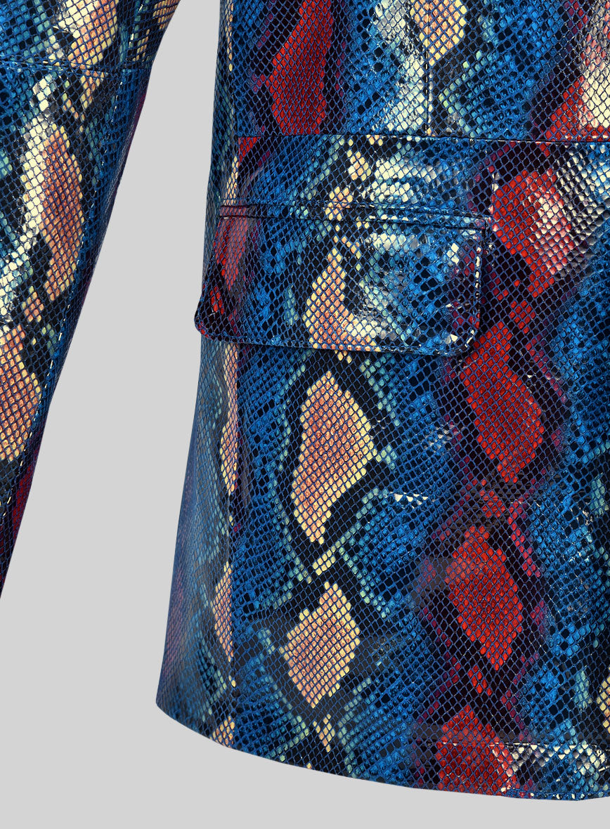 Bold Blue Python Catwalk Leather Blazer # 2 - StudioSuits