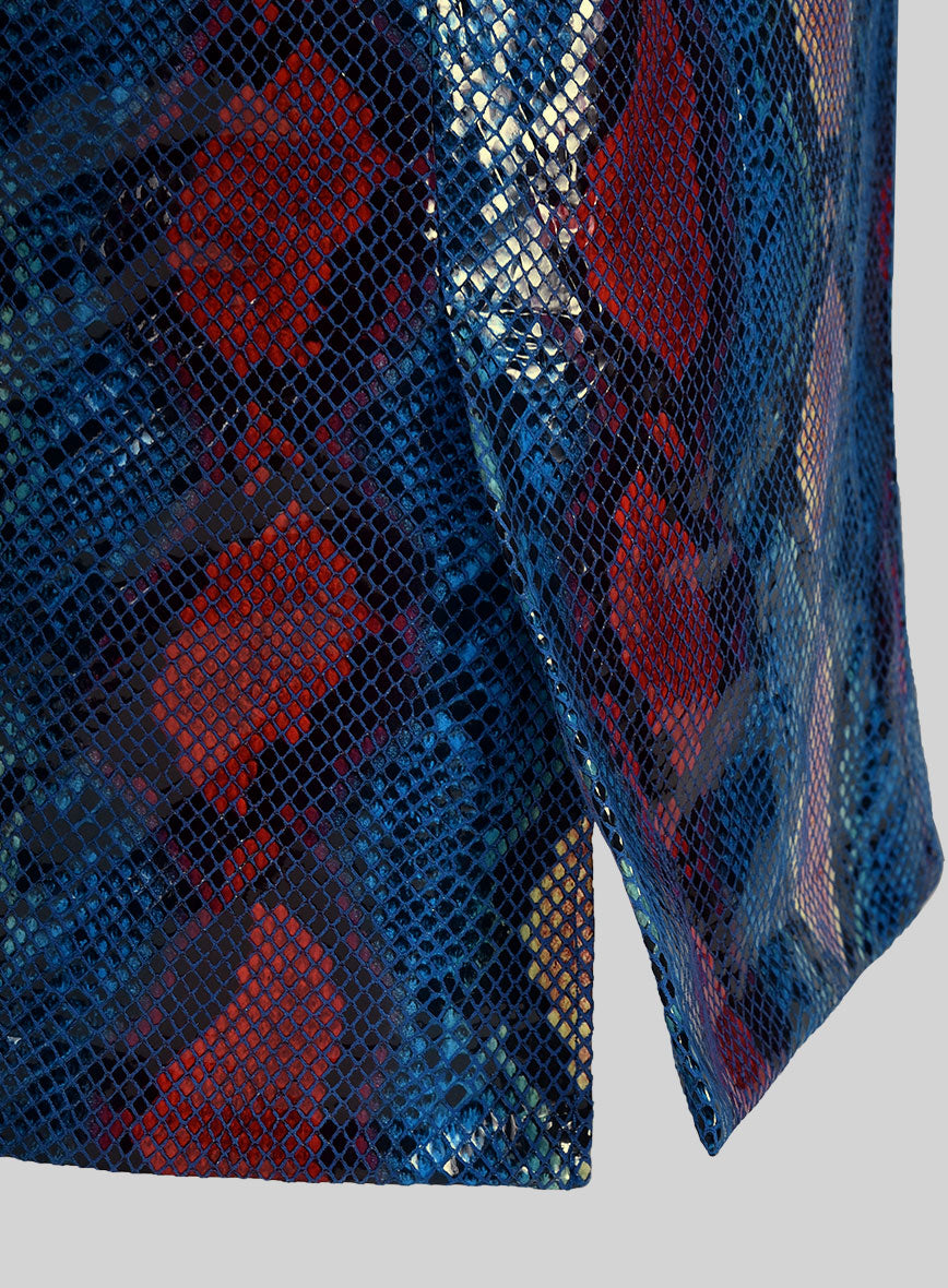 Bold Blue Python Catwalk Leather Blazer # 2 - StudioSuits