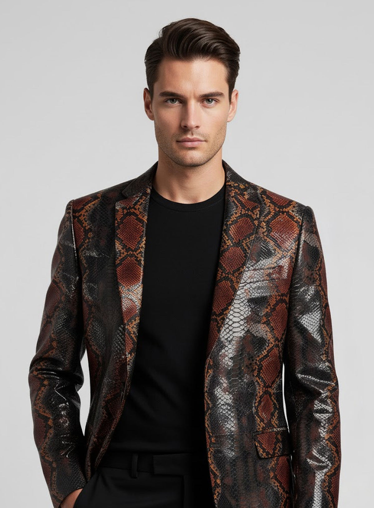 Bold Knight Python Leather Blazer - StudioSuits
