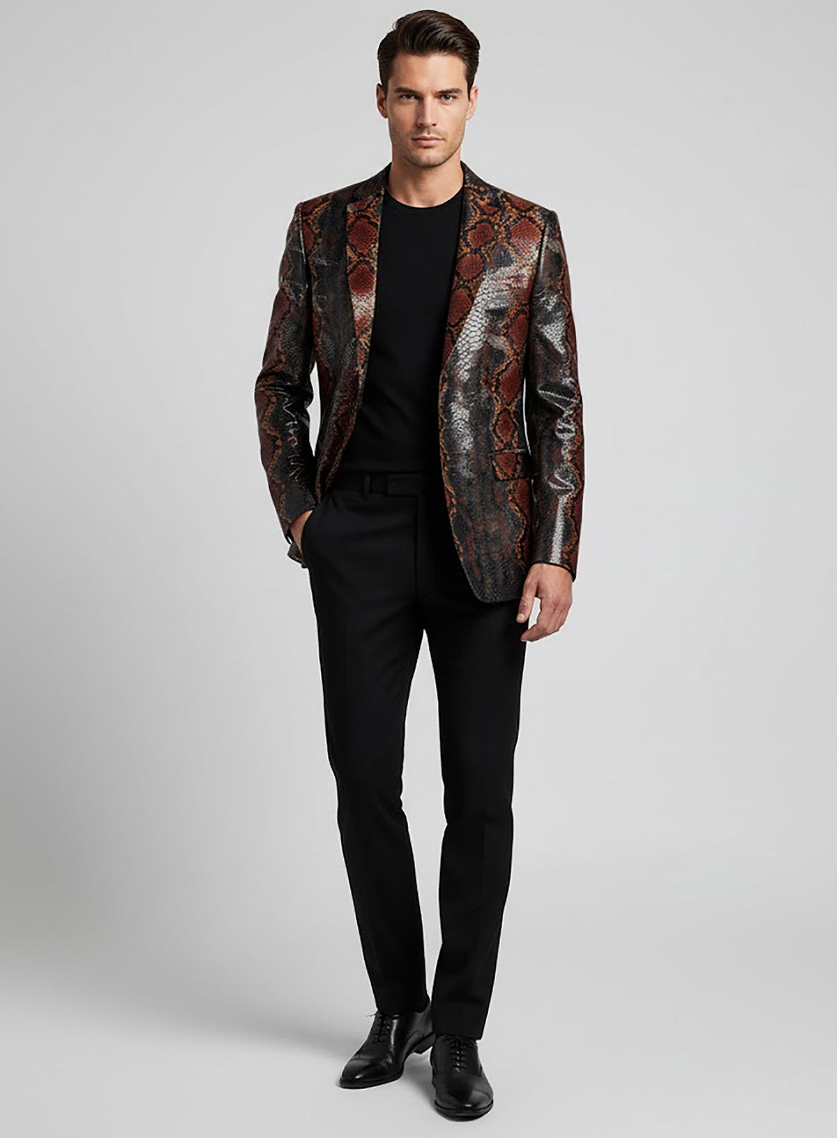 Bold Knight Python Leather Blazer - StudioSuits