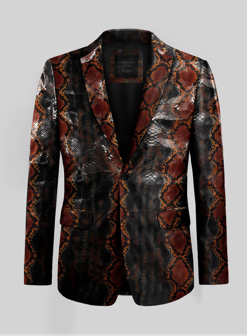 Bold Knight Python Leather Blazer - StudioSuits