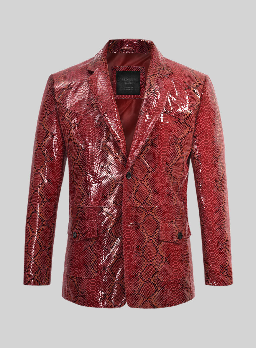Bold Red Python Western Leather Blazer – StudioSuits