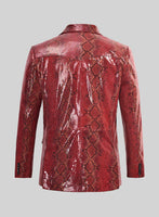 Bold Red Python Western Leather Blazer - StudioSuits