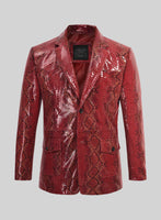 Bold Red Python Western Leather Blazer - StudioSuits