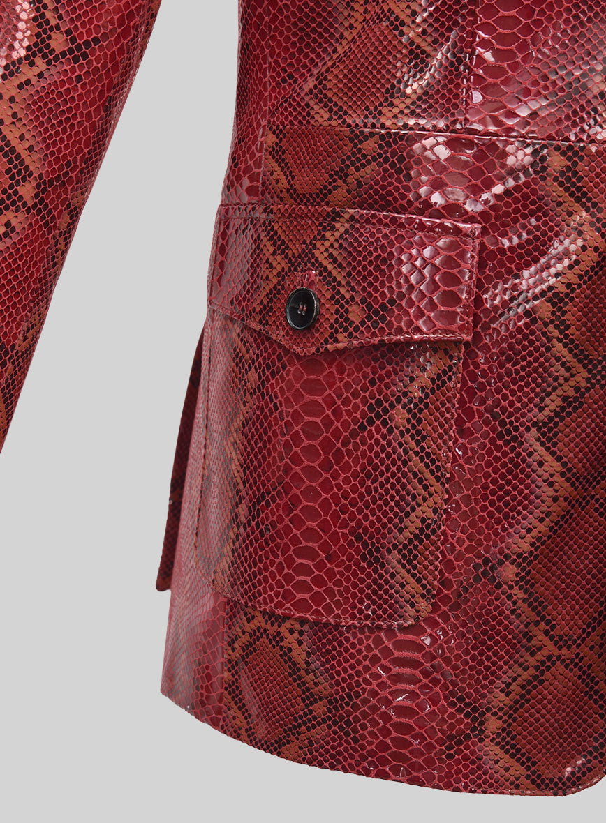 StudioSuits Opulent Bold Red Python Leather Jacket