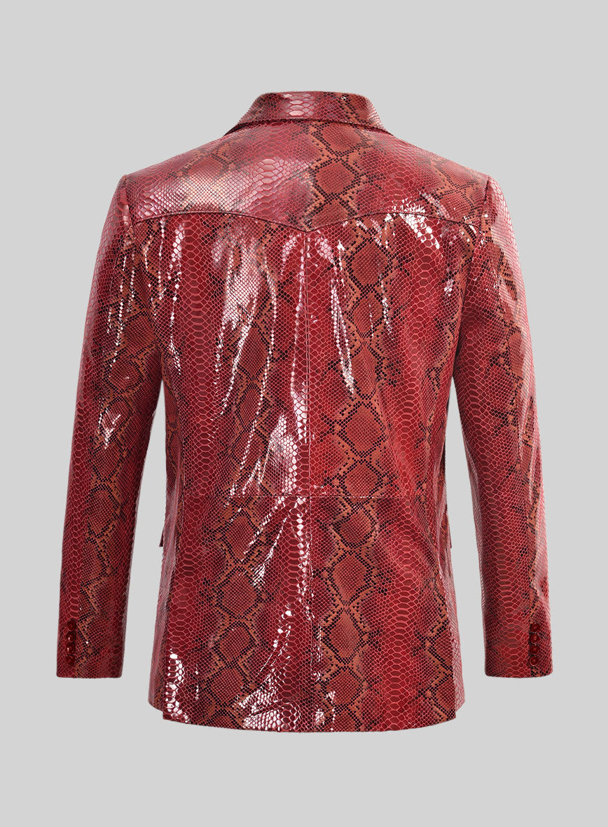 Bold Red Python Western Leather Blazer – StudioSuits