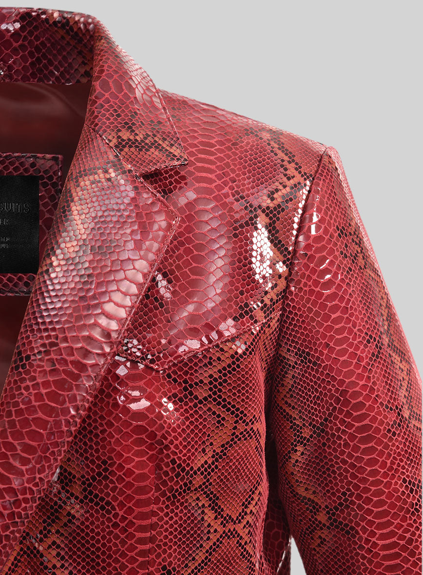 Bold Red Python Western Leather Blazer – StudioSuits