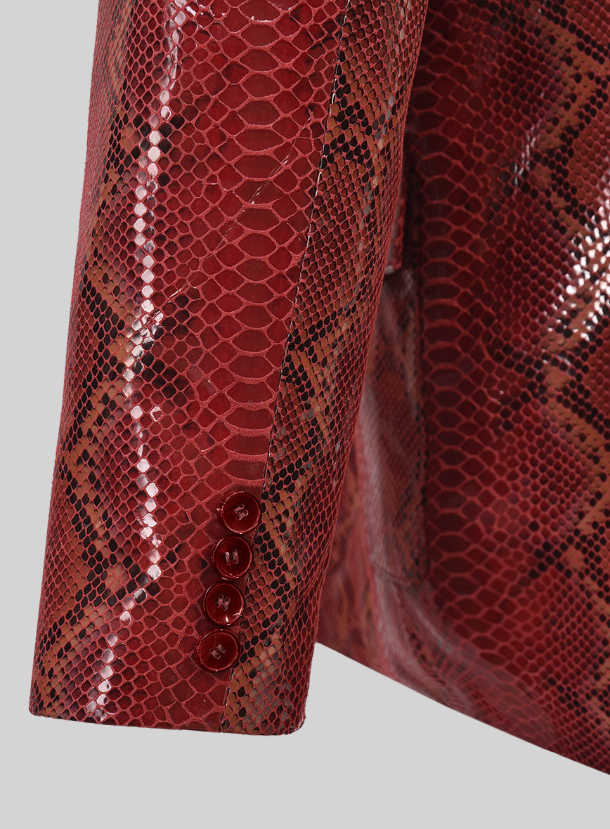 Bold Red Python Western Leather Blazer - StudioSuits