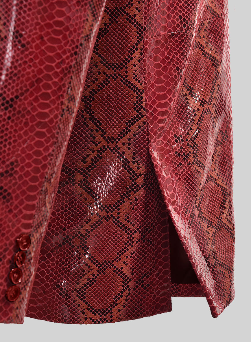 Bold Red Python Western Leather Blazer – StudioSuits