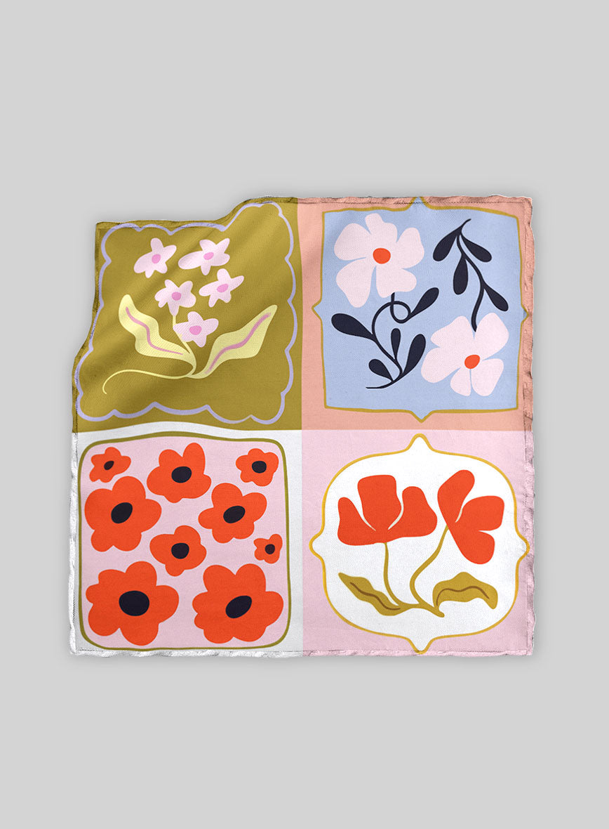 Botanical Tiles Silk Pocket Square - StudioSuits