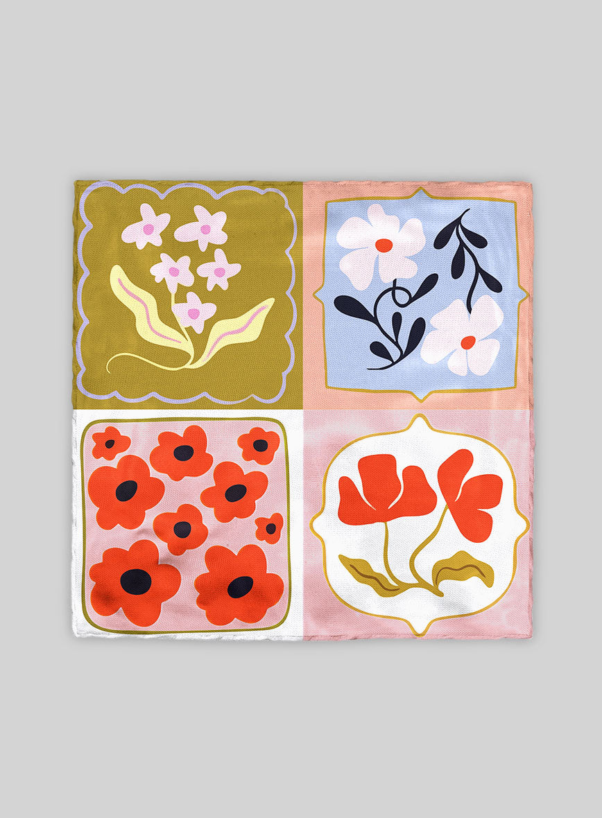 Botanical Tiles Silk Pocket Square - StudioSuits