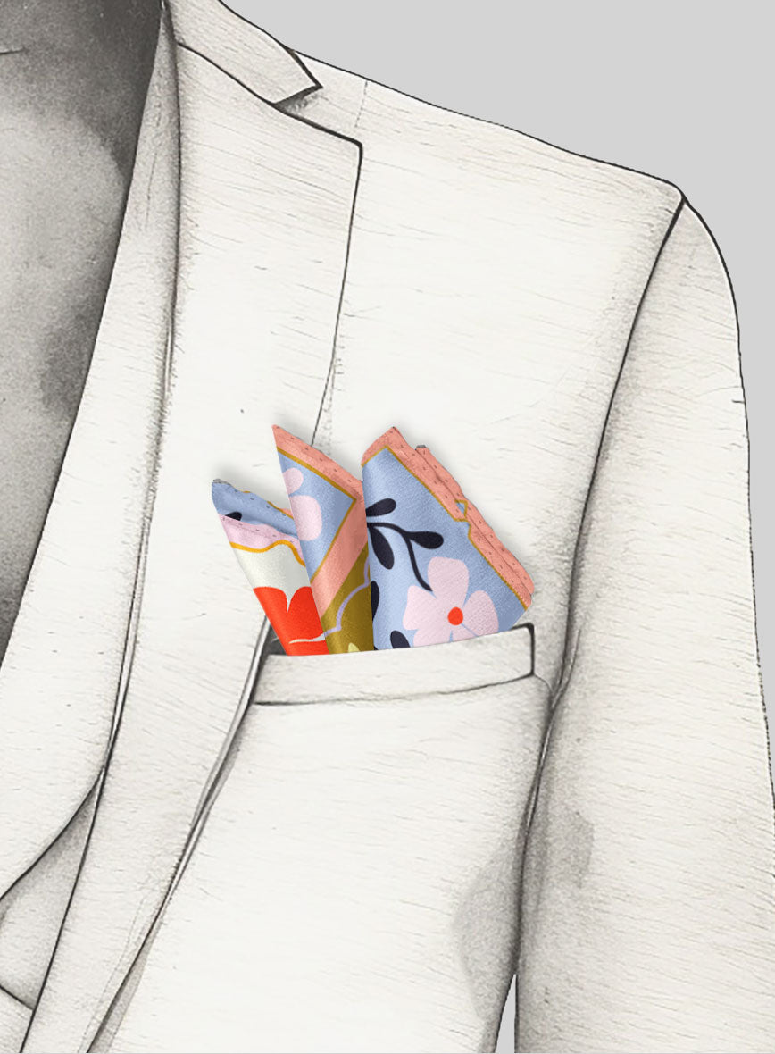 Botanical Tiles Silk Pocket Square - StudioSuits
