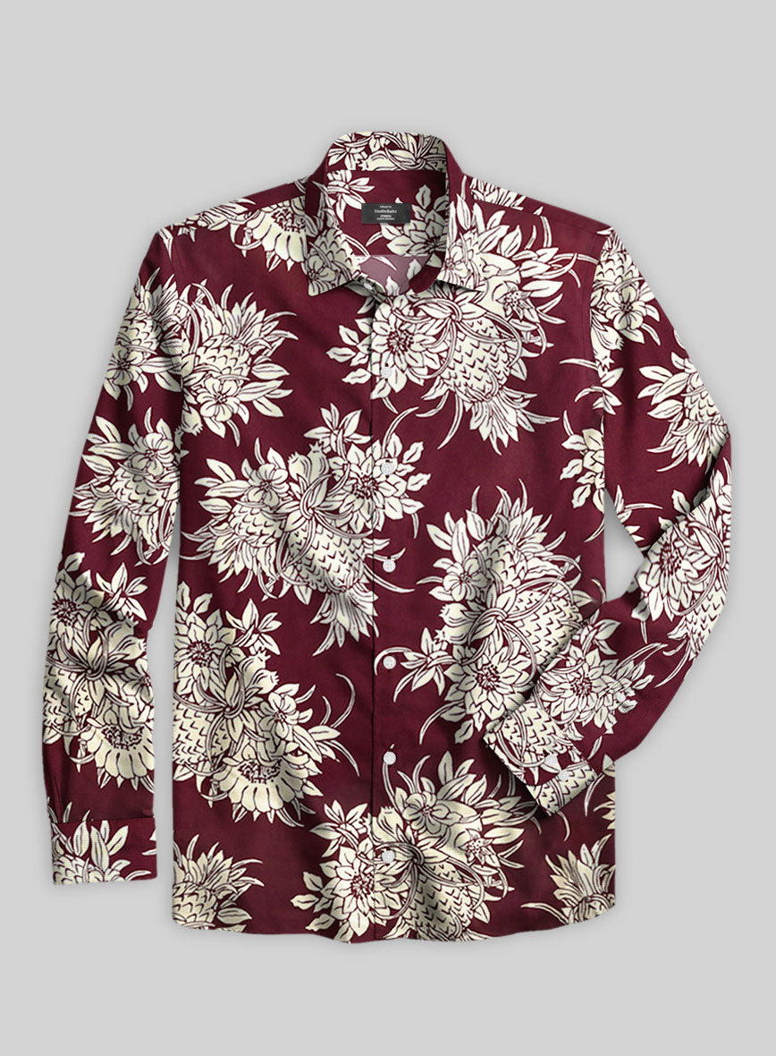 Botanix Wine Cotton Shirt - StudioSuits