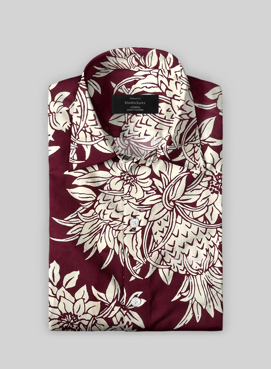 Botanix Wine Cotton Shirt - StudioSuits