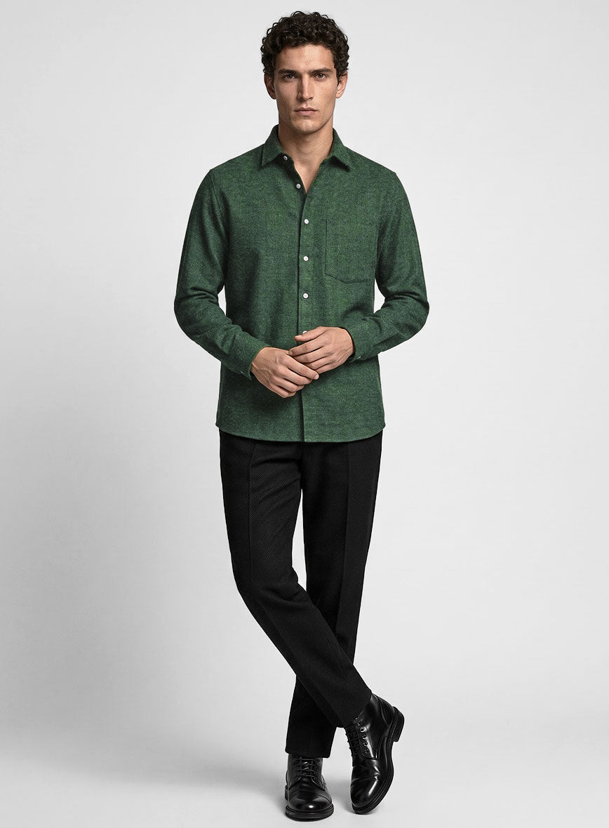 Bottle Green Herringbone Tweed Shirt - StudioSuits