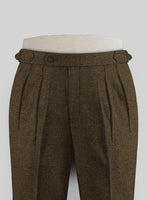 Bottle Brown Herringbone Highland Tweed Trousers - StudioSuits