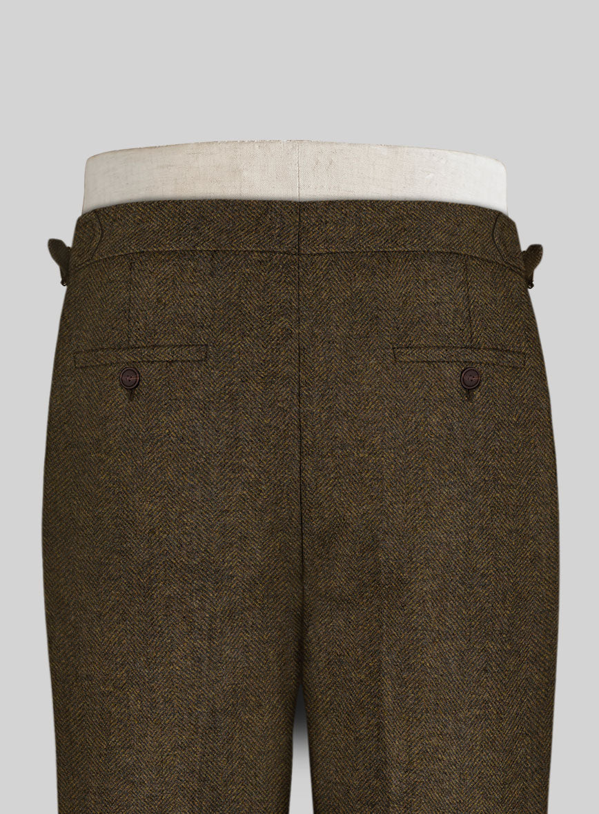 Bottle Brown Herringbone Highland Tweed Trousers – StudioSuits
