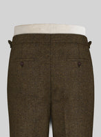 Bottle Brown Herringbone Highland Tweed Trousers - StudioSuits