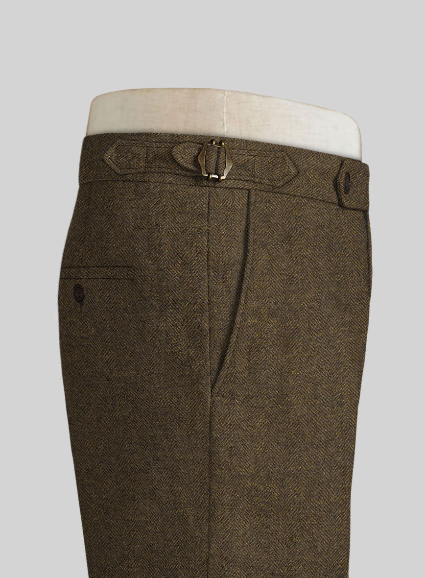 Bottle Brown Herringbone Highland Tweed Trousers – StudioSuits