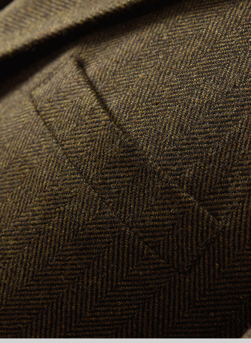 Bottle Brown Herringbone Tweed Jacket II - StudioSuits