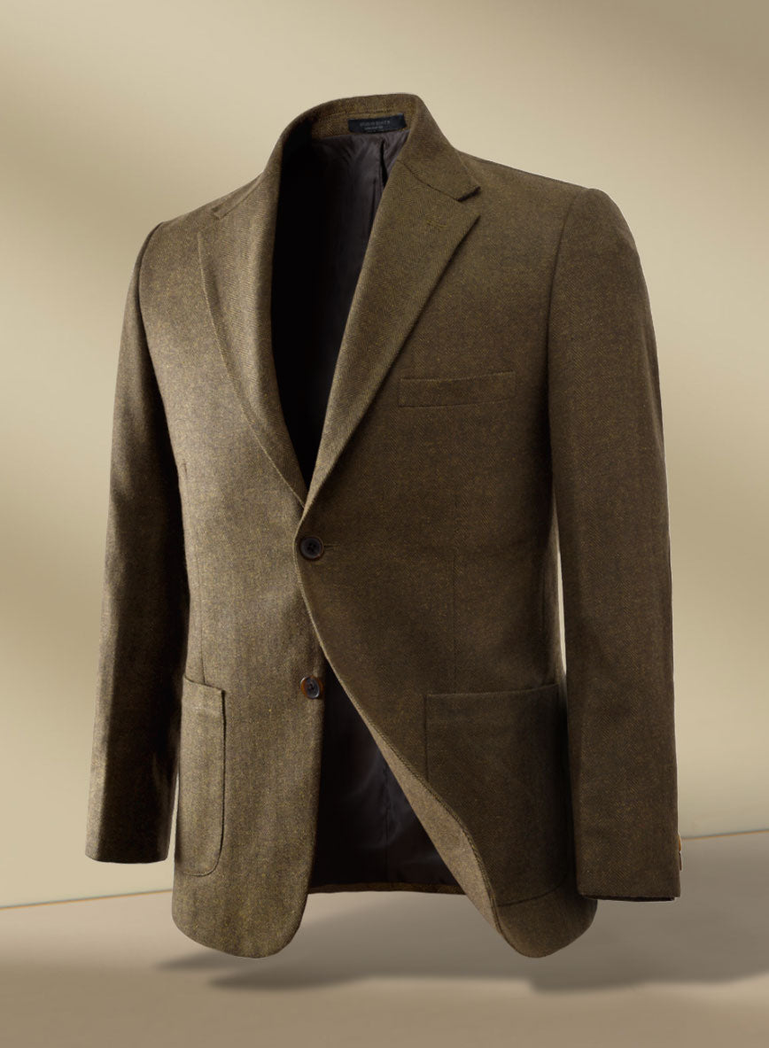Bottle Brown Herringbone Tweed Jacket II - StudioSuits