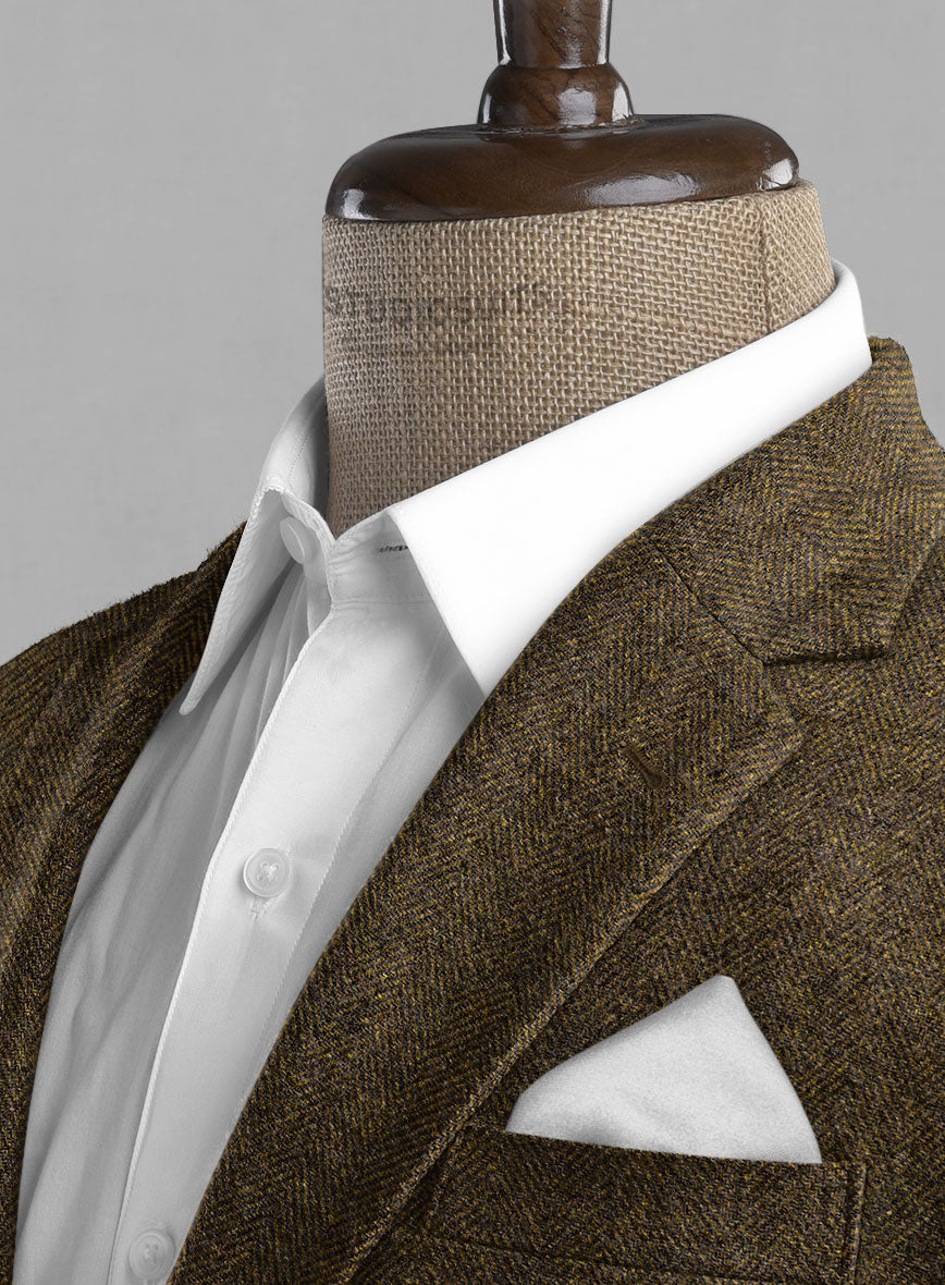 Bottle Brown Herringbone Tweed Jacket - StudioSuits