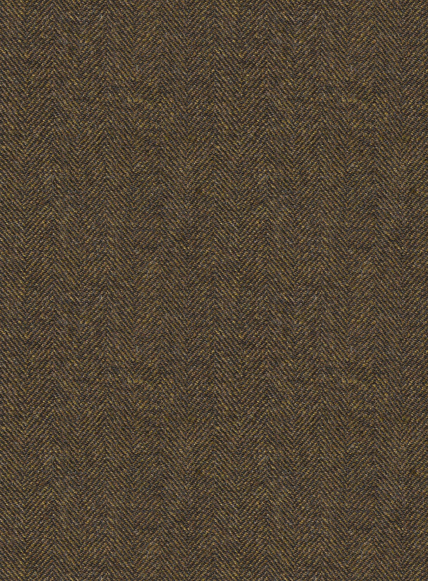Bottle Brown Herringbone Tweed Pants - StudioSuits