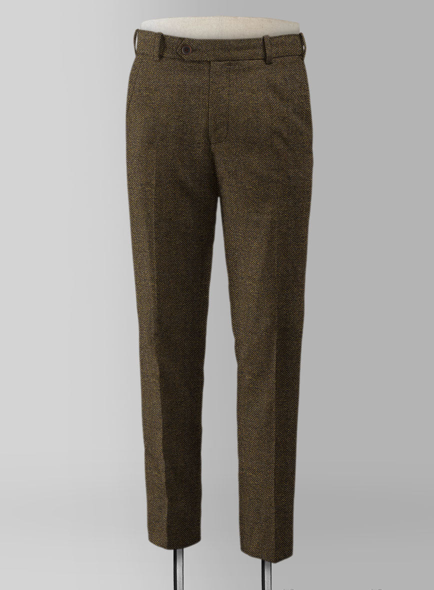 Bottle Brown Herringbone Tweed Pants – StudioSuits