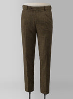 Bottle Brown Herringbone Tweed Pants - StudioSuits