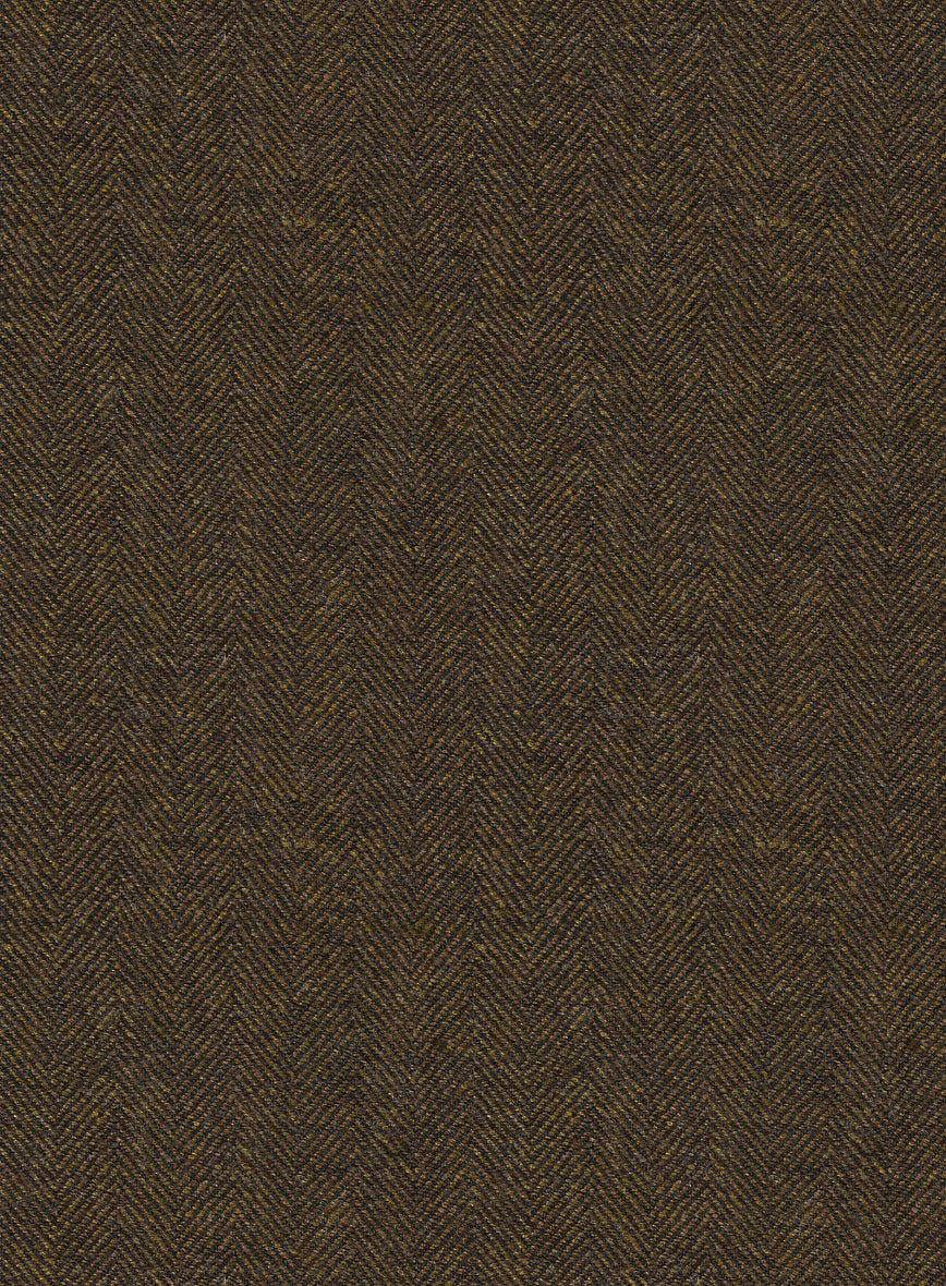 Bottle Brown Herringbone Tweed Pants