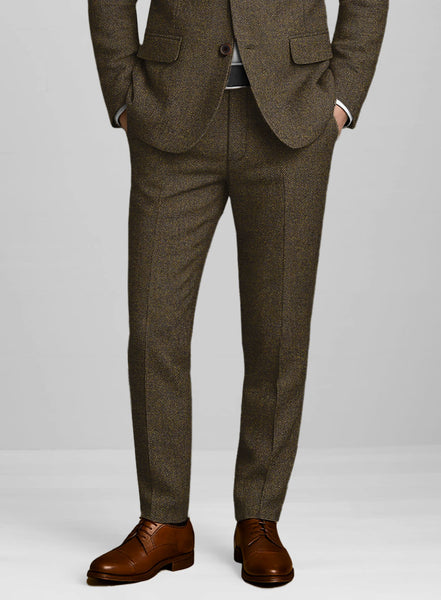 Bottle Brown Herringbone Tweed Pants – StudioSuits