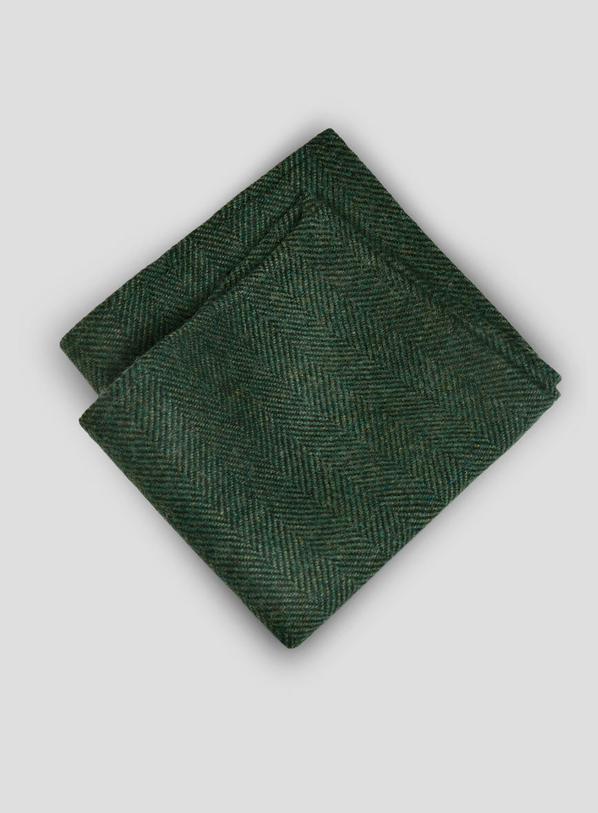 Tweed Pocket Square - Bottle Green Herringbone - StudioSuits