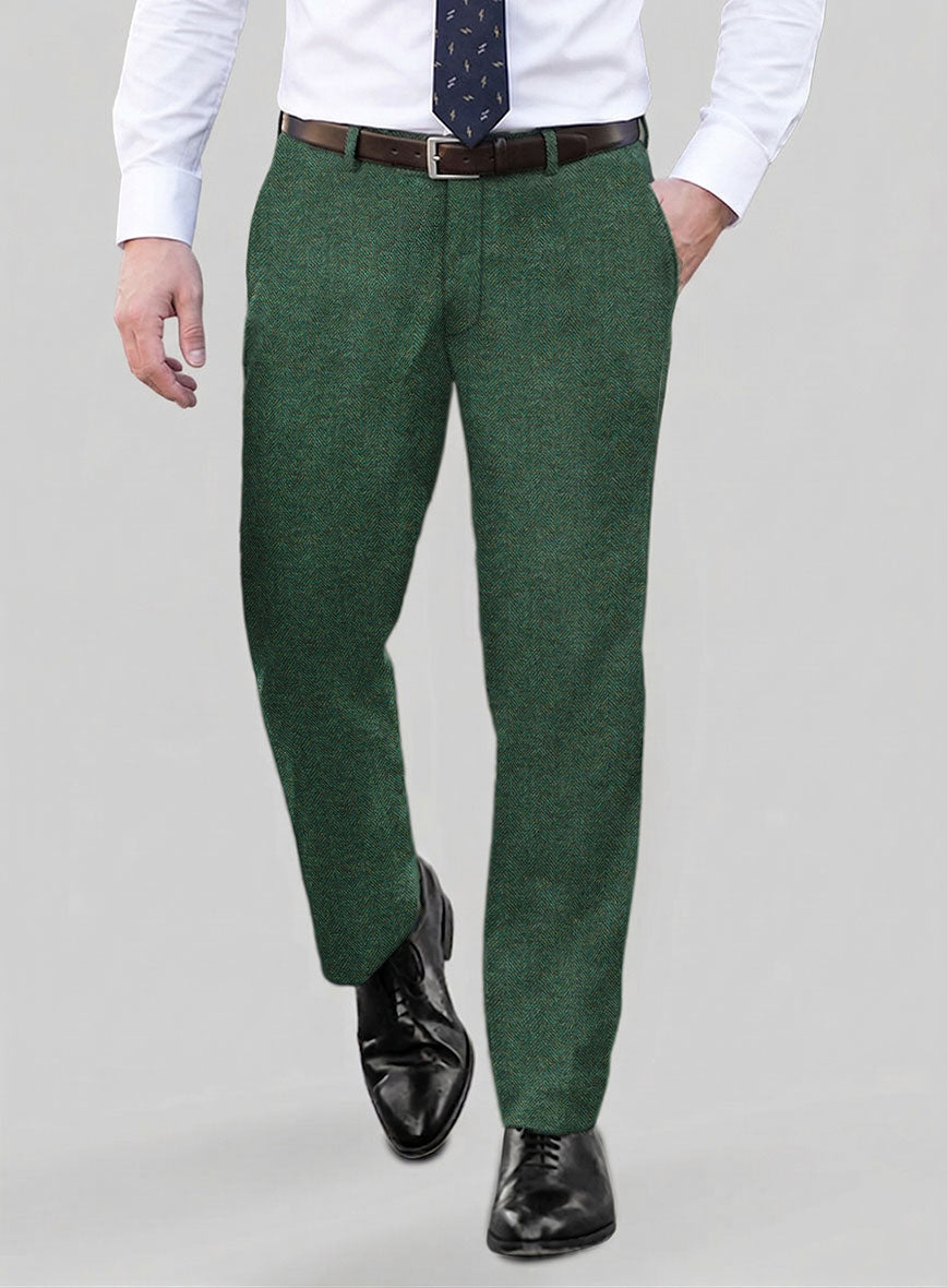 Bottle Green Herringbone Tweed Suit - StudioSuits